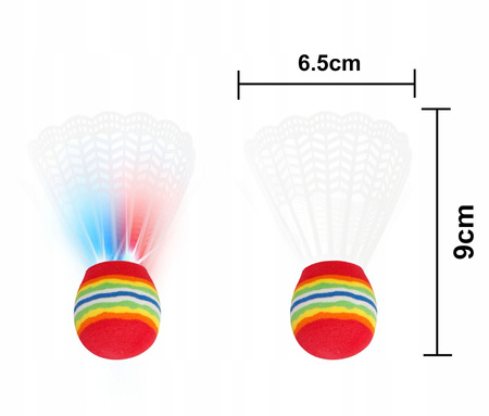 Świecący Zestaw do Gry w Badmintona Dwie Rakietki i Lotki LED Tenis Paletki