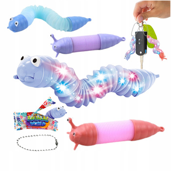 Gąsienica Sensoryczna Glista lub Ślimak Antystresowa Pop Tube LED Świecąca