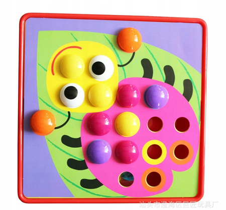 UKŁADANKA GUZIKOWA MOZAIKA EDUKACYJNA KREATYWNA TRENING RĘKI ŻYWE KOLORY