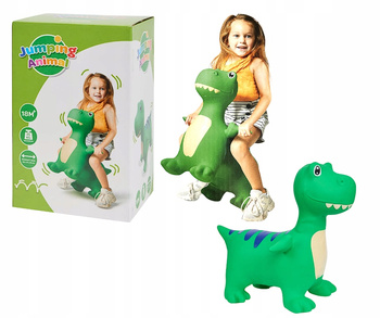 KOLOROWY ZIELONY DMUCHANY SKOCZEK ZWIERZĄTKO DINOZAUR DO SKAKANIA 50x26x40