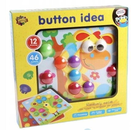 UKŁADANKA GUZIKI MOZAIKA EDUKACYJNA KREATYWNA ZWIERZĘTA TRENING ŻYWE KOLORY