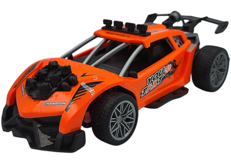 POMARAŃCZOWE ZDALNIE STEROWANE AUTO RC Z EFEKTEM DYMU ŚWIATŁAMI SKALA 1:20