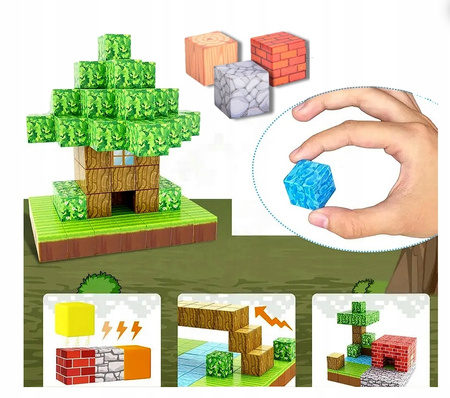 Klocki Magnetyczne Konstrukcyjne 3D Sześciany Bloki Kostki Dino Świat 114el