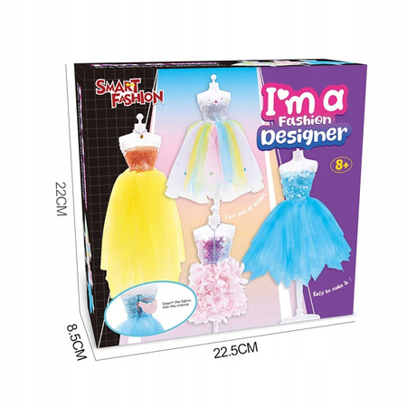 ZESTAW PROJEKTANTKA MODY STUDIO SZYCIA SUKIENEK MANEKIN UBRANKA AKCESORIA