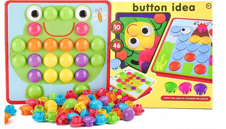 UKŁADANKA GUZIKOWA MOZAIKA EDUKACYJNA KREATYWNA TRENING RĘKI ŻYWE KOLORY