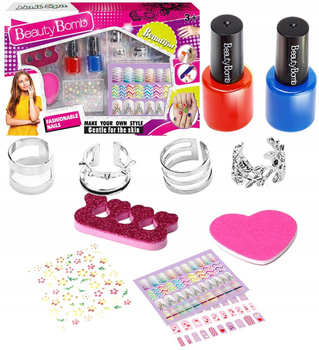 ZESTAW DO MALOWANIA PAZNOKCI BIŻUTERIA NAKLEJKI