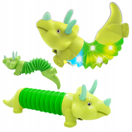 Gąsienica Sensoryczna Antystresowa Pop Tube LED Triceratops Dino Świecąca
