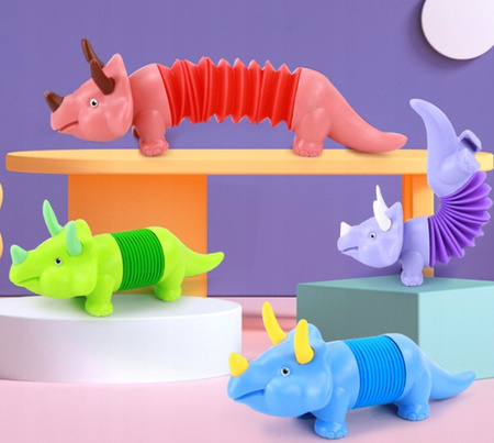 Gąsienica Sensoryczna Antystresowa Pop Tube LED Triceratops Dino Świecąca