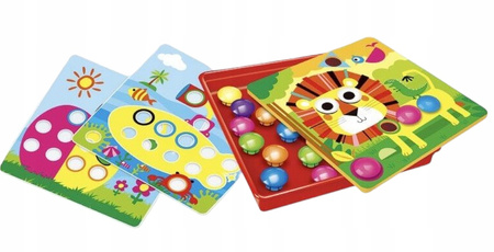 UKŁADANKA GUZIKI MOZAIKA EDUKACYJNA KREATYWNA ZWIERZĘTA TRENING ŻYWE KOLORY