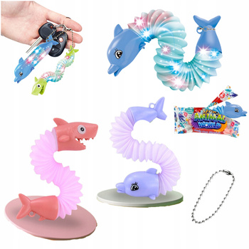 Gąsienica Sensoryczna Delfin lub Rekin Antystresowa Pop Tube LED Świecąca