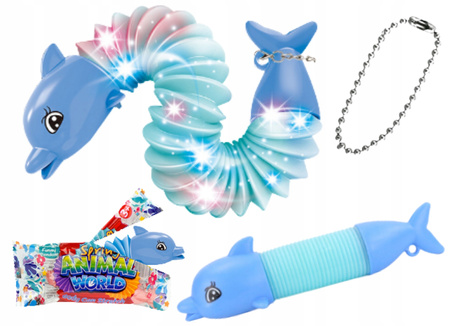 Gąsienica Sensoryczna Delfin lub Rekin Antystresowa Pop Tube LED Świecąca