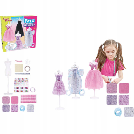 ZESTAW DO PROJEKTOWANIA SZYCIA SUKIENEK MODA MANEKIN UBRANKA AKCESORIA