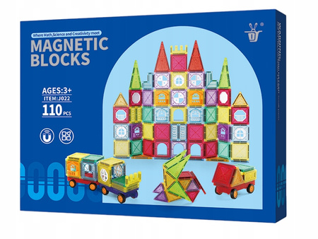 KREATYWNE KLOCKI BLOKI PANELE MAGNETYCZNE 3D 110EL KONSTRUKCYJNE POJAZDY
