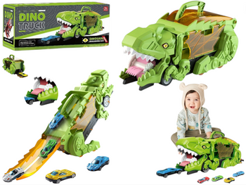 Ciężarówka Dinozaur z 4 Samochodami Transformacja Rampa Transporter Dzieci