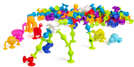 Klocki Konstrukcyjne Przyssawki Silikonowe Kolorowe Figurki Zestaw 96el