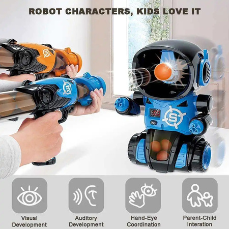 Gra Zręcznościowa dla Dzieci Strzelanie do Celu Robot 2 pistolety 24 piłki