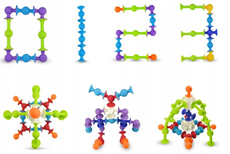 Klocki Konstrukcyjne Przyssawki Silikonowe Kolorowe Figurki Zestaw 96el