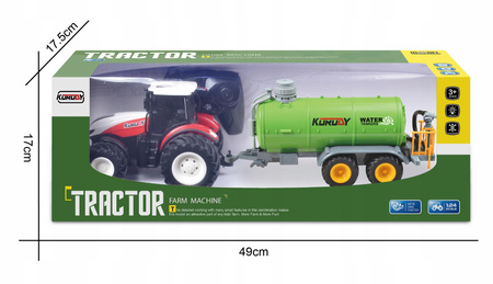 Zdalnie Sterowany Czerwony Traktor z Przyczepą Cysterna Dla Małych Rolników
