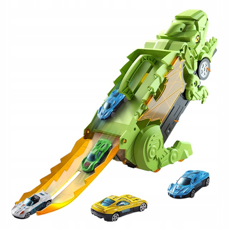 Ciężarówka Dinozaur z 4 Samochodami Transformacja Rampa Transporter Dzieci