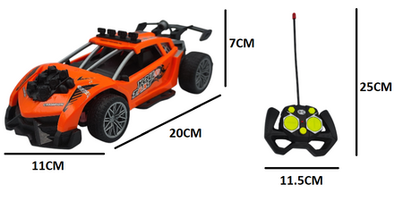 POMARAŃCZOWE ZDALNIE STEROWANE AUTO RC Z EFEKTEM DYMU ŚWIATŁAMI SKALA 1:20