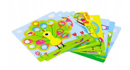 UKŁADANKA GUZIKI MOZAIKA EDUKACYJNA KREATYWNA ZWIERZĘTA TRENING ŻYWE KOLORY