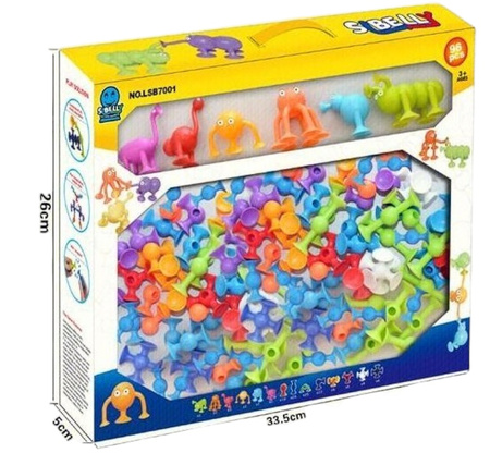 Klocki Konstrukcyjne Przyssawki Silikonowe Kolorowe Figurki Zestaw 96el