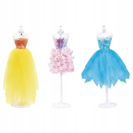 ZESTAW PROJEKTANTKA MODY STUDIO SZYCIA SUKIENEK MANEKIN UBRANKA AKCESORIA