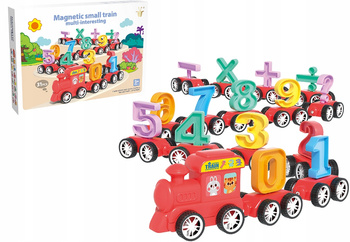 Czerwony Edukacyjny Pociąg Magnetyczny Nauka Liczb Działań Montessori 31el