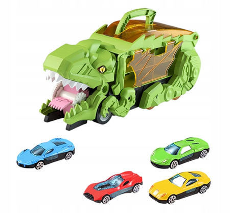 Ciężarówka Dinozaur z 4 Samochodami Transformacja Rampa Transporter Dzieci