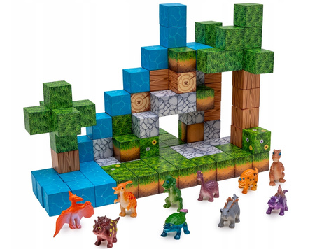 Klocki Magnetyczne Konstrukcyjne 3D Sześciany Bloki Kostki Dino Świat 114el