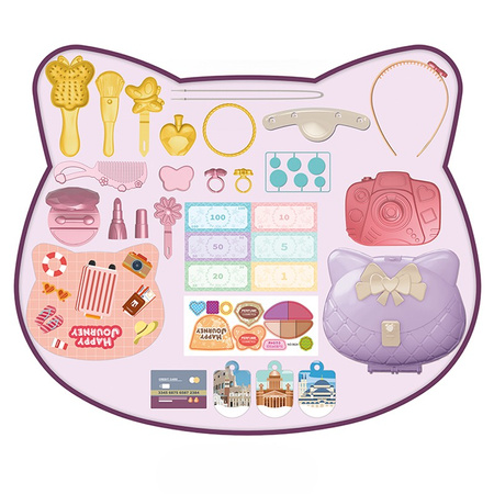 Zestaw Kosmetyczny dla Dzieci Kuferek Kot Torebka Akcesoria Podróżnik 31el