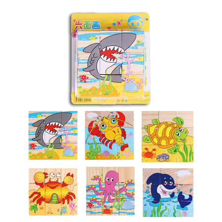 Drewniane Puzzle Klocki Edukacyjne 6w1 Układanka Farma Zabawa Dla Dzieci