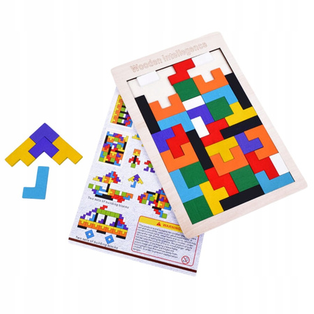 Układanka Drewniana Klocki Tangram Montessori Gra Logiczna Puzzle Nauka