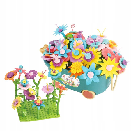 Zestaw Klocki Konstrukcyjne Kwiatki Rośliny Ogród 102el Kuferek Ogrodnik
