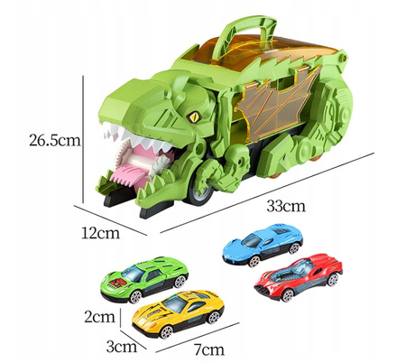 Ciężarówka Dinozaur z 4 Samochodami Transformacja Rampa Transporter Dzieci