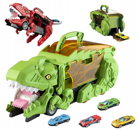 Ciężarówka Dinozaur z 4 Samochodami Transformacja Rampa Transporter Dzieci