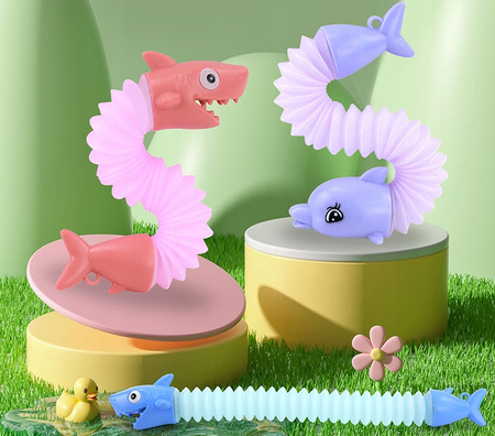 Gąsienica Sensoryczna Delfin lub Rekin Antystresowa Pop Tube LED Świecąca