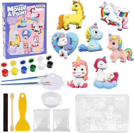ZESTAW KREATYWNY ARTYSTYCZNY FIGURKI JEDNOROŻCE KONIE GIPSOWE DO MALOWANIA