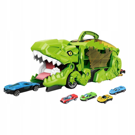 Ciężarówka Dinozaur z 4 Samochodami Transformacja Rampa Transporter Dzieci