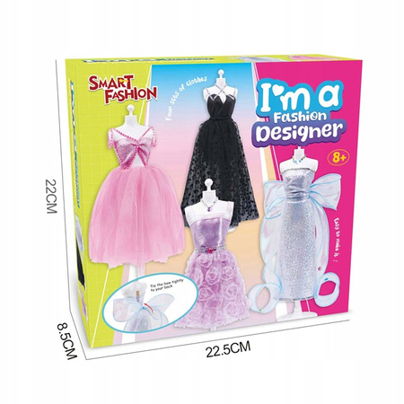 ZESTAW DO PROJEKTOWANIA SZYCIA SUKIENEK MODA MANEKIN UBRANKA AKCESORIA