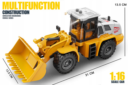 Koparka Pojazd Budowlany Efekty Świetlne Dźwiękowe Ruchoma Łyżka Pomarańcz