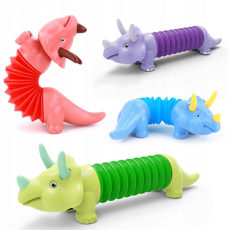 Gąsienica Sensoryczna Antystresowa Pop Tube LED Triceratops Dino Świecąca
