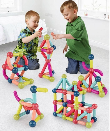 Duże Klocki Magnetyczne Kreatywna Zabawka Dla Dzieci DIY Kolorowe 64 el.