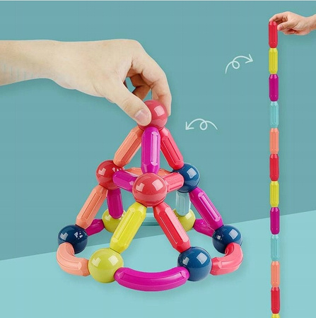 Duże Klocki Magnetyczne Kreatywna Zabawka Dla Dzieci DIY Kolorowe 64 el.