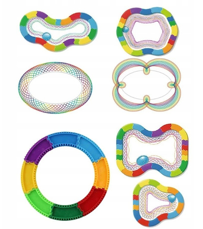 ZESTAW DO RYSOWANIA SPIROGRAF KÓŁKA WZORY ZABAWA SZLACZKI PISAKI FLAMASTER