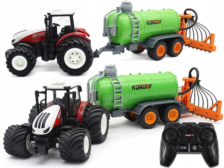 Zdalnie Sterowany Czerwony Traktor z Cysterną i Zraszaczem Mały Rolnik