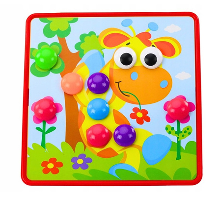 UKŁADANKA GUZIKI MOZAIKA EDUKACYJNA KREATYWNA ZWIERZĘTA TRENING ŻYWE KOLORY