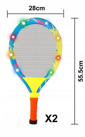 Świecący Zestaw do Gry w Badmintona Dwie Rakietki i Lotki LED Tenis Paletki