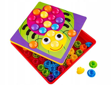 UKŁADANKA GUZIKOWA MOZAIKA EDUKACYJNA KREATYWNA TRENING RĘKI ŻYWE KOLORY