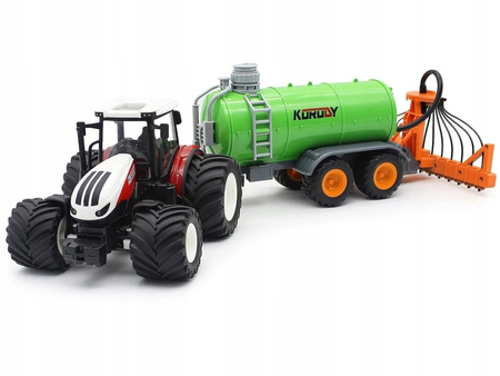 Zdalnie Sterowany Czerwony Traktor z Cysterną i Zraszaczem Mały Rolnik